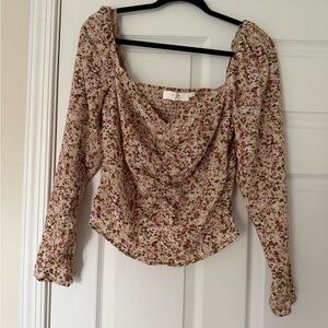 Astr Floral Blouse with Long Sleeves
